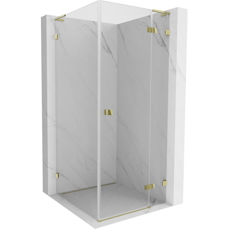 Mexen Lunar L Duschkabine rechts 80 x 80 cm, transparent, gold - 834L-080-080-50-00-P