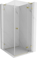Mexen Lunar L desna preklopna tuš kabina 80 x 80 cm, prozirna, zlatna - 834L-080-080-50-00-P