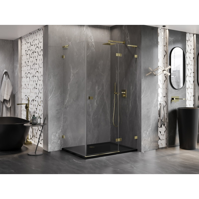 Mexen Lunar L dušikabiin, parempoolne 95 x 80 cm, läbipaistev, kuldne - 834L-095-080-50-00-P