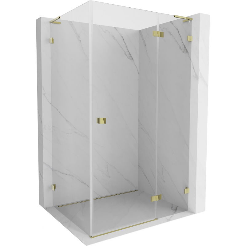 Mexen Lunar L Duschkabine rechts öffnend 100 x 80 cm, transparent, gold - 834L-100-080-50-00-P