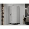 Mexen Roma cabine de douche pivotante 80 x 100 cm, transparent, chromé + receveur Flat, noir - 854-080-100-01-00-4070