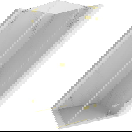 Mexen Lunar L Duschkabine, rechts öffnend, 70 x 70 cm, transparent, gebürstetes Gold - 834L-070-070-55-00-P