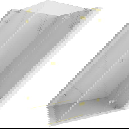 Mexen Lunar L Duschkabine, rechts öffnend, 95 x 80 cm, transparent, gebürstetes Gold - 834L-095-080-55-00-P