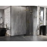 Mexen Lunar L dušinurk, parempoolne 100 x 100 cm, läbipaistev, harjatud kuld - 834L-100-100-55-00-P