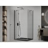 Mexen Roma cabine de douche pivotante 90 x 100 cm, transparente, noire + bac à douche Flat, noir - 854-090-100-70-00-4070B