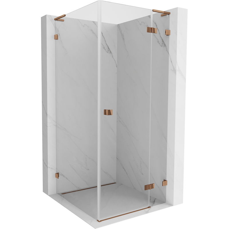 Mexen Lunar L Duschkabine, nach außen öffnend, rechts 70 x 70 cm, transparent, Roségold - 834L-070-070-60-00-P