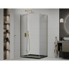 Mexen Roma avatav dušinurk 100 x 80 cm, läbipaistev, kuldne + Flat dušialus, must - 854-100-080-50-00-4070G