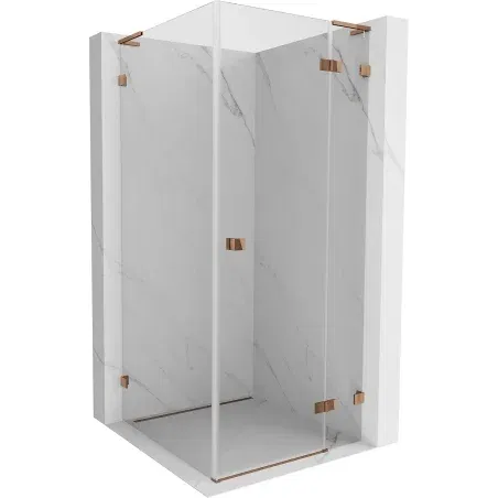 Mexen Lunar L cabine de douche pivotante droite 90 x 90 cm, transparent, or rose - 834L-090-090-60-00-P