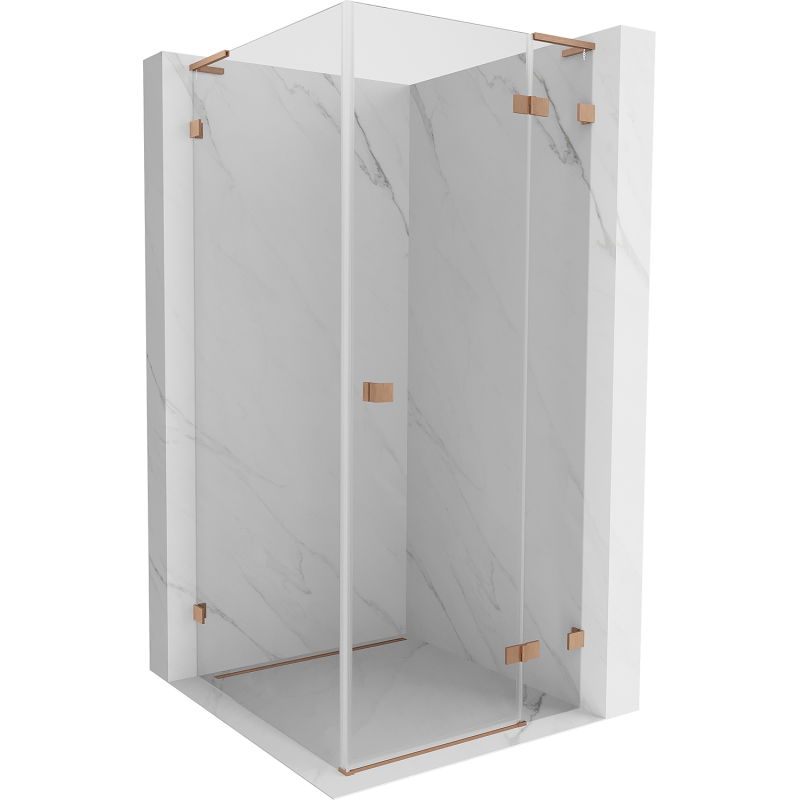 Mexen Lunar L Duschkabine schwenkbar rechts 70 x 70 cm, transparent, gebürstetes Kupfer - 834L-070-070-65-00-P