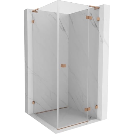 Mexen Lunar L cabine de douche pivotante droite 70 x 70 cm, transparent, cuivre brossé - 834L-070-070-65-00-P
