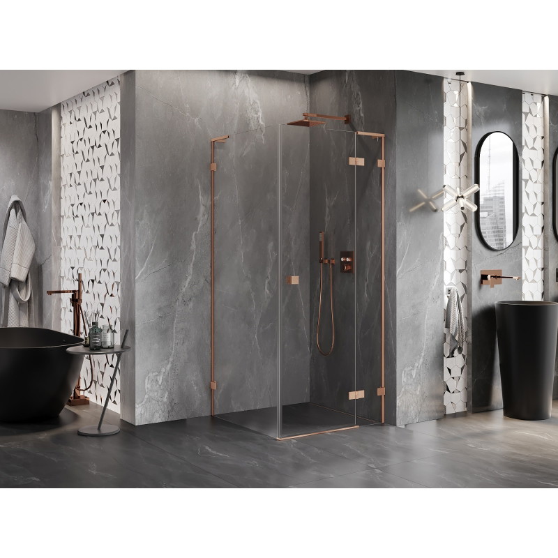 Mexen Lunar L dušinurk parempoolne 90 x 90 cm, läbipaistev, harjatud vask - 834L-090-090-65-00-P