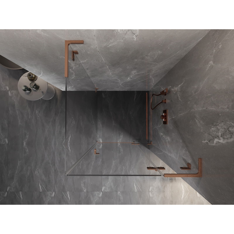 Mexen Lunar L dušinurk parempoolne 90 x 90 cm, läbipaistev, harjatud vask - 834L-090-090-65-00-P