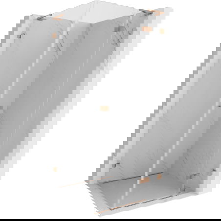 Mexen Lunar L Duschkabine, schwenkbar, rechts, 100 x 100 cm, transparent, gebürstetes Kupfer - 834L-100-100-65-00-P