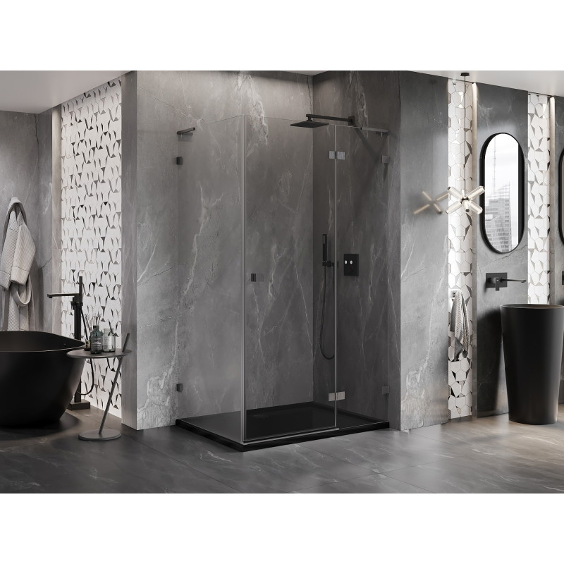 Mexen Lunar L desna preklopna tuš kabina 85 x 80 cm, prozirna, brušeni sivi pištolj - 834L-085-080-66-00-P