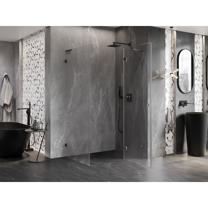Mexen Lunar L desna preklopna tuš kabina 85 x 80 cm, prozirna, brušeni sivi pištolj - 834L-085-080-66-00-P