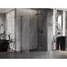 Cabine de douche Mexen Lunar L battante droite 100 x 80 cm, transparent, gris canon brossé - 834L-100-080-66-00-P
