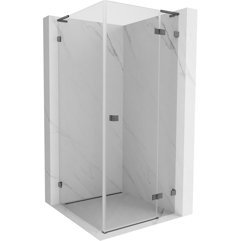 Mexen Lunar L desna kutna tuš kabina 90 x 90 cm, prozirna, brušeni gun gray - 834L-090-090-66-00-P