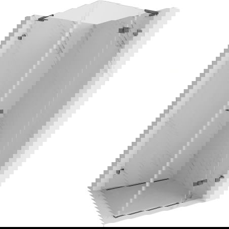 Mexen Lunar L Duschkabine, rechte Schwingtür, 90 x 90 cm, transparent, gebürstet, gun gray - 834L-090-090-66-00-P