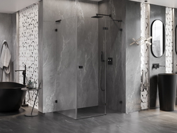 Mexen Lunar L cabina de ducha abatible derecha 85 x 70 cm, transparente, negro - 834L-085-070-70-00-P