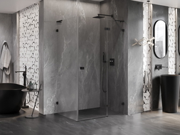 Mexen Lunar L cabine de duche de abrir direita 100 x 80 cm, transparente, preta - 834L-100-080-70-00-P