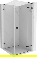 Mexen Lunar L douchecabine met naar buiten scharnierend deur rechts 100 x 100 cm, transparant, zwart - 834L-100-100-70-00-P