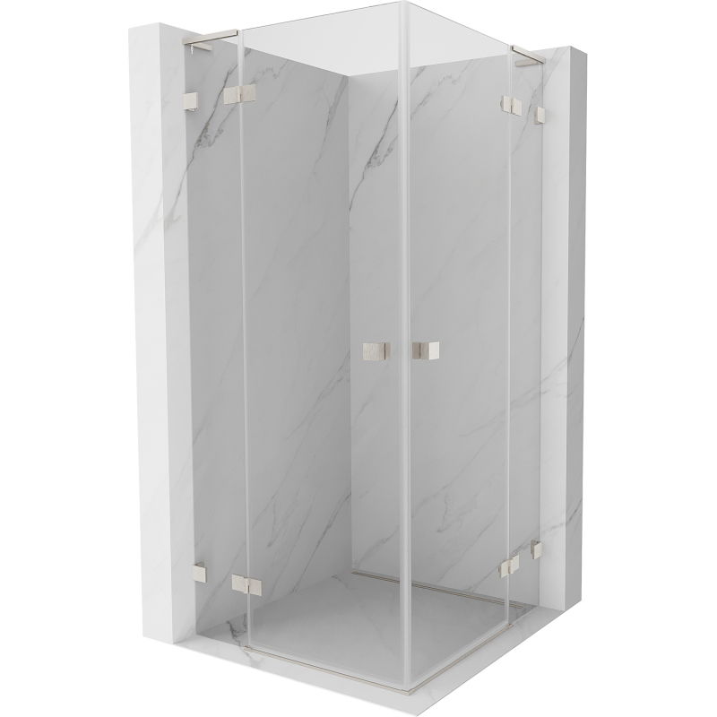 Mexen Lunar L Duo draaideur douchecabine 75 x 75 cm, transparant, geborsteld nikkel - 834L-075L-075P-97-00