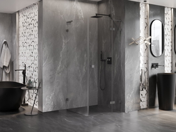 Mexen Lunar L Duschkabine, rechts öffnend, 80 x 80 cm, transparent, Gun Metal - 834L-080-080-95-00-P