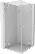 Mexen Lunar L Duo nagibna tuš kabina 80 x 80 cm, prosojna, brušen nikel - 834L-080L-080P-97-00