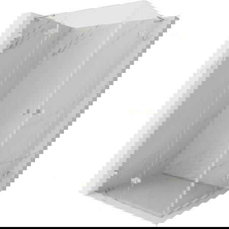 Mexen Lunar L Δίδυμη καμπίνα ντους αριστερή 85 x 75 εκ, διάφανη, βουρτσισμένο