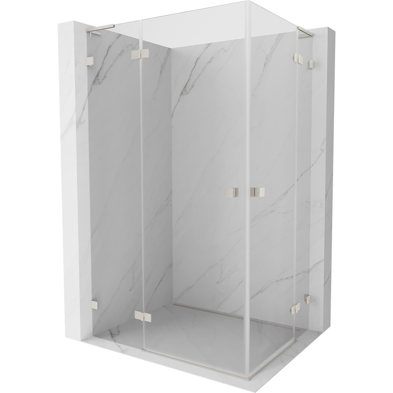 Mexen Lunar L Duo kabina prysznicowa uchylna lewa 85 x 80 cm, transparent, nikiel szczotkowany - 834L-085L-080P-97-00