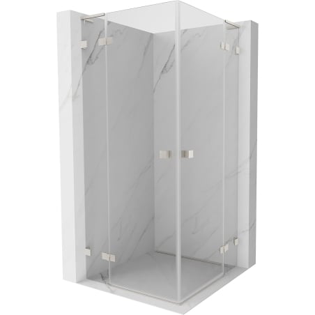 Mexen Lunar L Duo Duschkabine schwenkbar 85 x 85 cm, transparent, gebürsteter Nickel - 834L-085L-085P-97-00