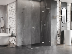 Mexen Lunar L cabine de douche pivotante droite 75 x 70 cm, transparent, nickel brossé - 834L-075-070-97-00-P