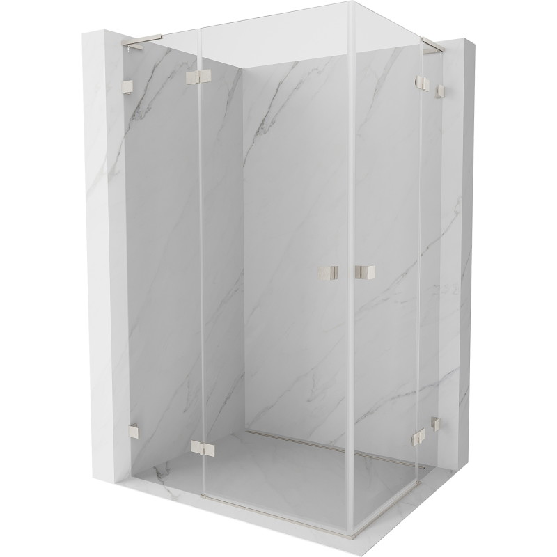 Mexen Lunar L Duo cabine de douche pivotante gauche 90 x 80 cm, transparent, nickel brossé - 834L-090L-080P-97-00