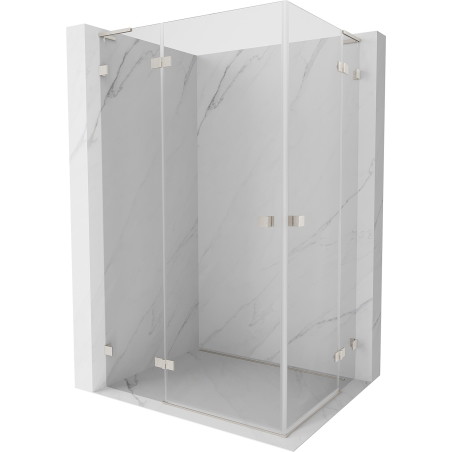 Mexen Lunar L Duo cabine de douche pivotante gauche 90 x 80 cm, transparent, nickel brossé - 834L-090L-080P-97-00