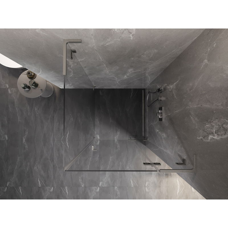 Mexen Lunar L duschkabin svängbar höger 80 x 80 cm, transparent, borstad nickel - 834L-080-080-97-00-P