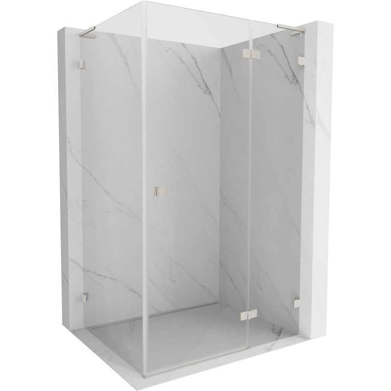 Mexen Lunar L dušinurk, parempoolne 85 x 80 cm, läbipaistev, harjatud nikkel - 834L-085-080-97-00-P