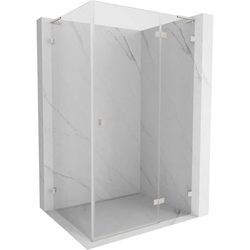 Mexen Lunar L Duschkabine schwenkbar rechts 90 x 80 cm, transparent, gebürsteter Nickel - 834L-090-080-97-00-P