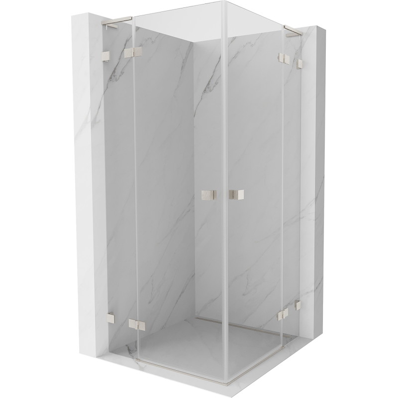 Mexen Lunar L Duo kabina prysznicowa uchylna 90 x 90 cm, transparent, nikiel szczotkowany - 834L-090L-090P-97-00