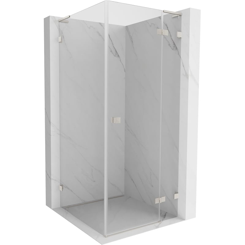 Mexen Lunar L kabina prysznicowa uchylna prawa 90 x 90 cm, transparent, nikiel szczotkowany - 834L-090-090-97-00-P