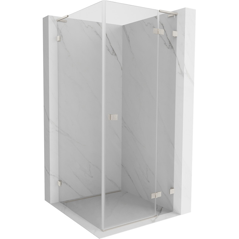 Mexen Lunar L kutni tuš odjeljak s desnim vratima 90 x 90 cm, proziran, brušeni nikal - 834L-090-090-97-00-P