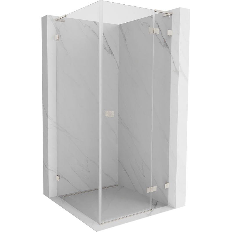 Mexen Lunar L Duschkabine aufklappbar rechts 100 x 100 cm, transparent, gebürstetes Nickel - 834L-100-100-97-00-P