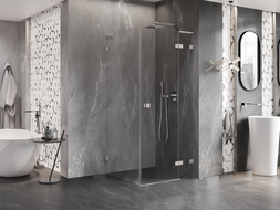 Mexen Lunar L cabine de douche pivotante droite 100 x 100 cm, transparent, nickel brossé - 834L-100-100-97-00-P