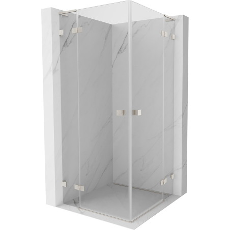 Mexen Lunar L Duo kabina prysznicowa uchylna 95 x 95 cm, transparent, nikiel szczotkowany - 834L-095L-095P-97-00