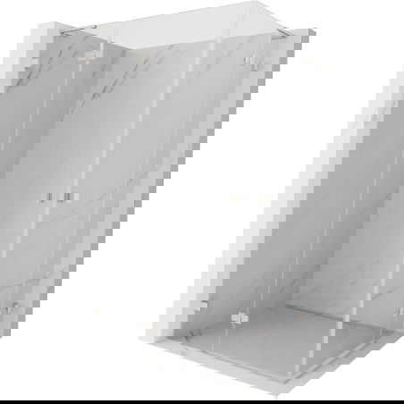 Mexen Lunar L Duo Duschkabine schwenkbar 100 x 75 cm, transparent, gebürsteter Nickel - 834L-100L-075P-97-00
