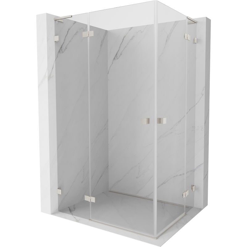 Mexen Lunar L Duo Duschkabine schwenkbar 100 x 95 cm, transparent, gebürsteter Nickel - 834L-100L-095P-97-00