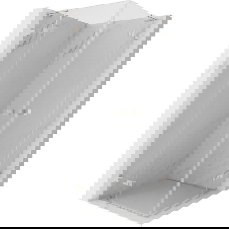 Mexen Lunar L Duo pregibna tuš kabina 100 x 100 cm, prozorna, brušeni nikel - 834L-100L-100P-97-00