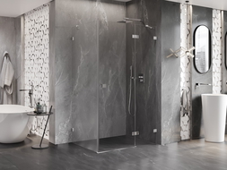 Mexen Lunar cabina de ducha abatible derecha 95 x 70 cm, transparente, cromo - 834-095-070-01-00-P