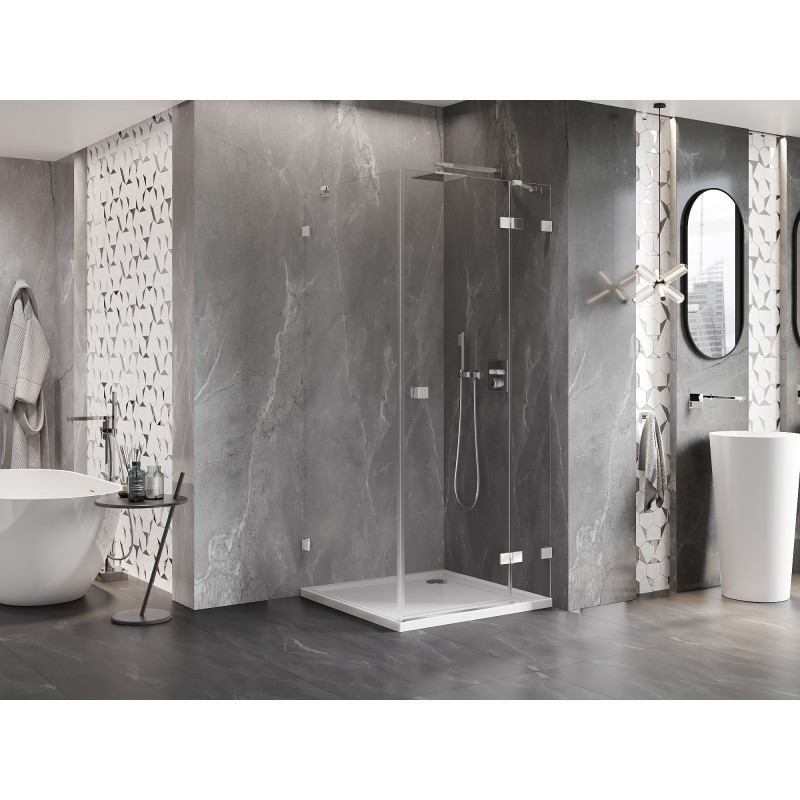 Mexen Lunar dušinurk parempoolne 80 x 80 cm, läbipaistev, kroom - 834-080-080-01-00-P