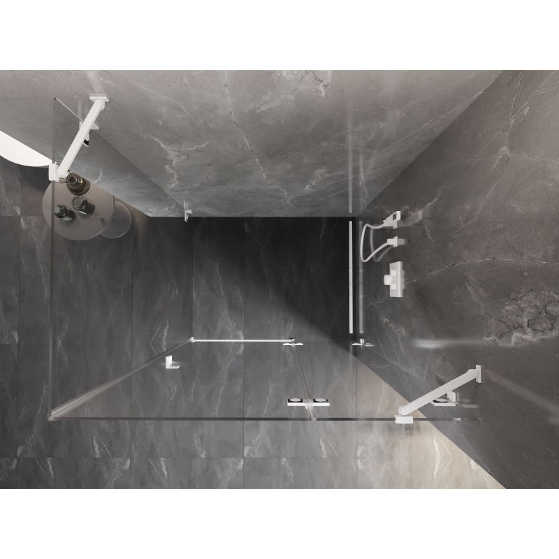 Mexen Lunar cabina doccia battente destra 100 x 80 cm, trasparente, bianco - 834-100-080-20-00-P