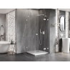 Mexen Lunar dušinurk hüppatavate uste ja parempoolse paigaldusega 90 x 90 cm, läbipaistev, valge - 834-090-090-20-00-P
